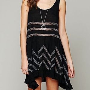 Free People Black Voile & Lace Slip/ Dress